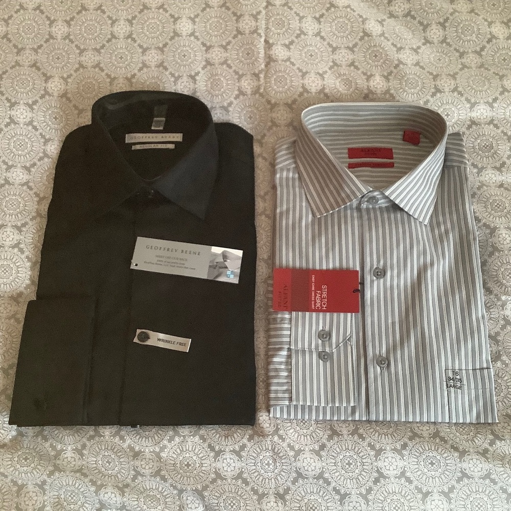 Two Men’s Long Sleeve Dress Shirts, size large